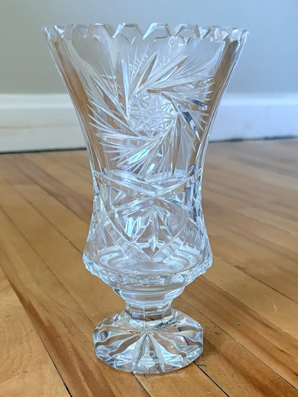 Vintage Bohemian crystal Pedestal Vase
